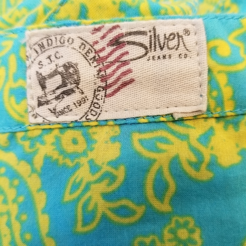 Silver Jean Company Long Sleeve Button Up Top Cotton And Silk - Picture 5 of 6